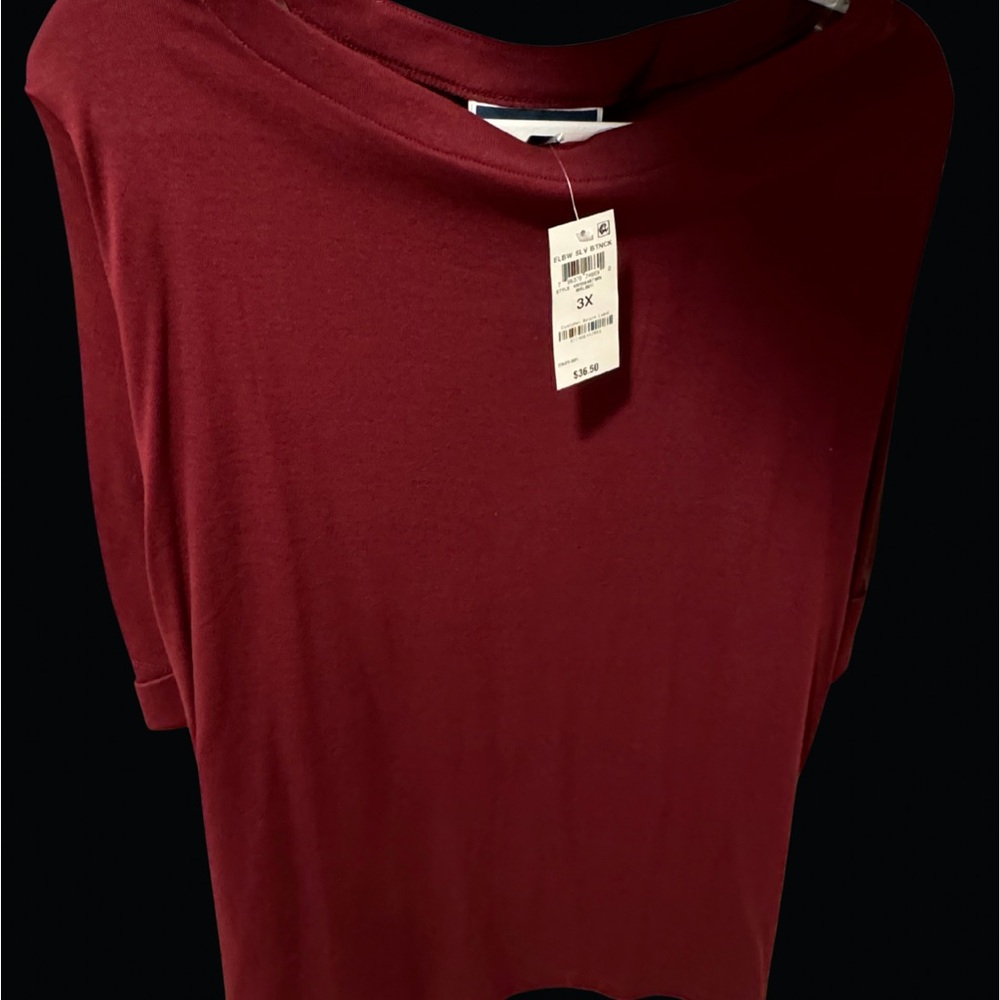 NWT Size 3X Elegant Burgundy Women's Elbow Sleeve Top